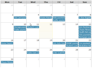 Your calendar at a glance